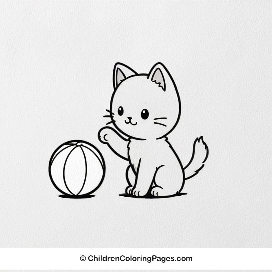 Cat Playing With Ball Drawing