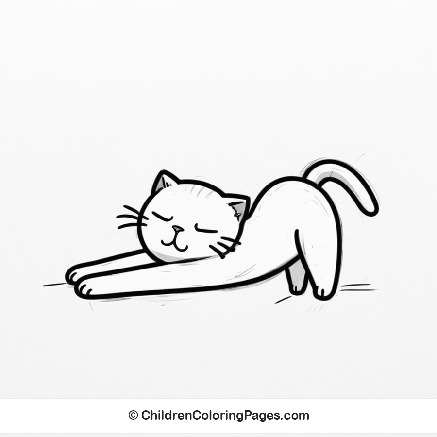 Cat Stretching Drawing