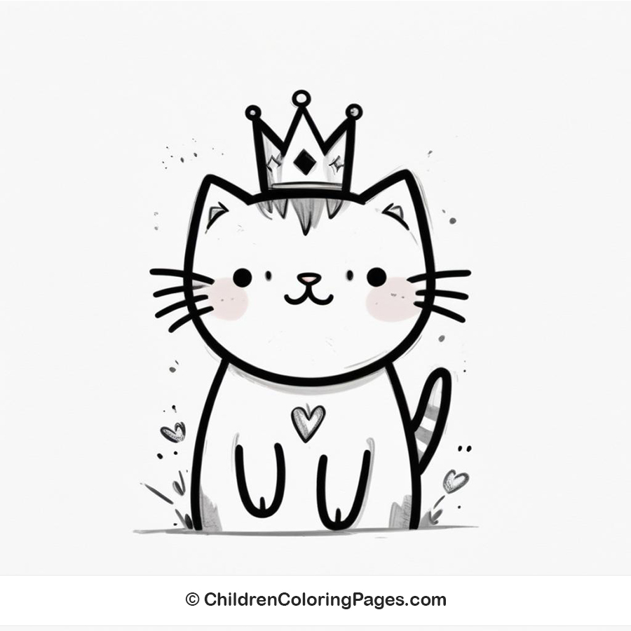 Cat Wearing Crown Drawing