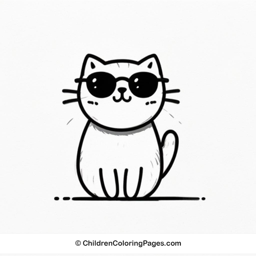 Cat Wearing Sunglasses Drawing