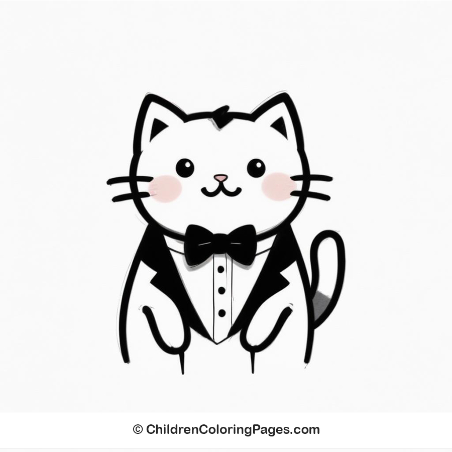 Cat Wearing Tuxedo Drawing