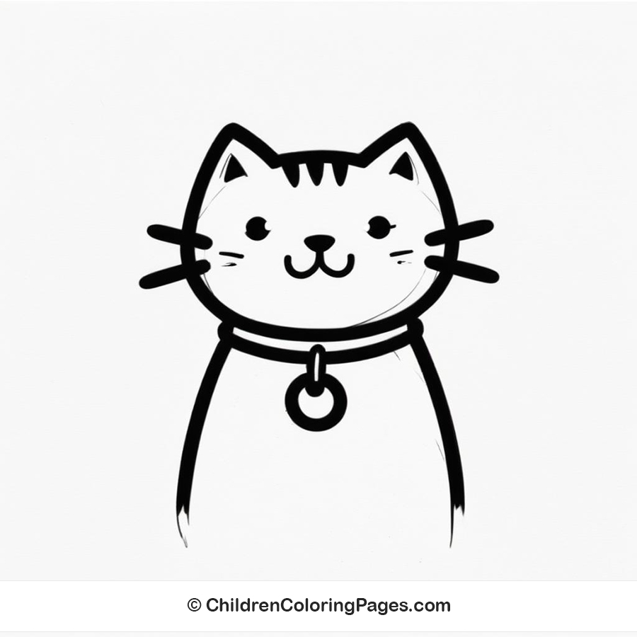 Cat With Collar And Tag Drawing