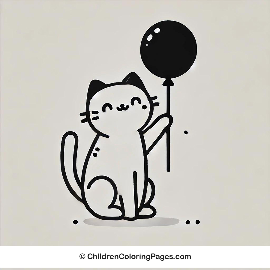 Cat And Balloons Drawing