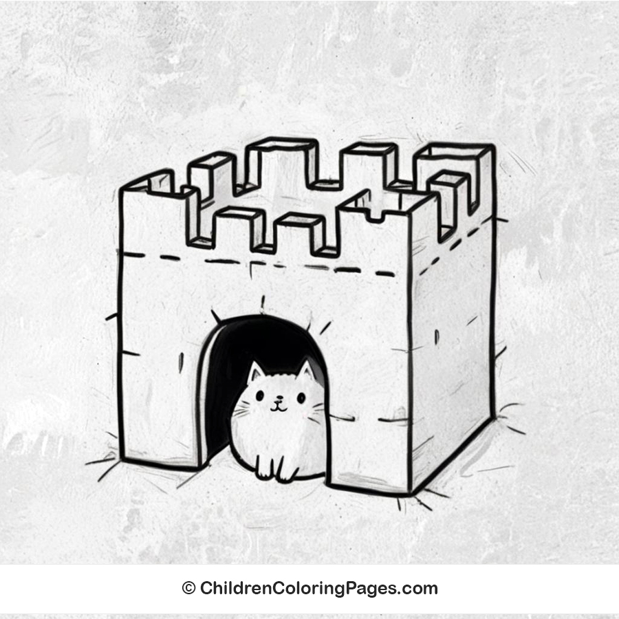 Cat In Cardboard Drawing