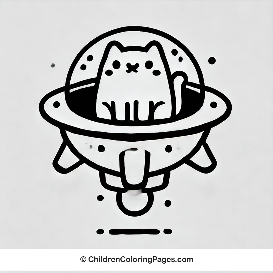 Cat In A Spaceship Drawing