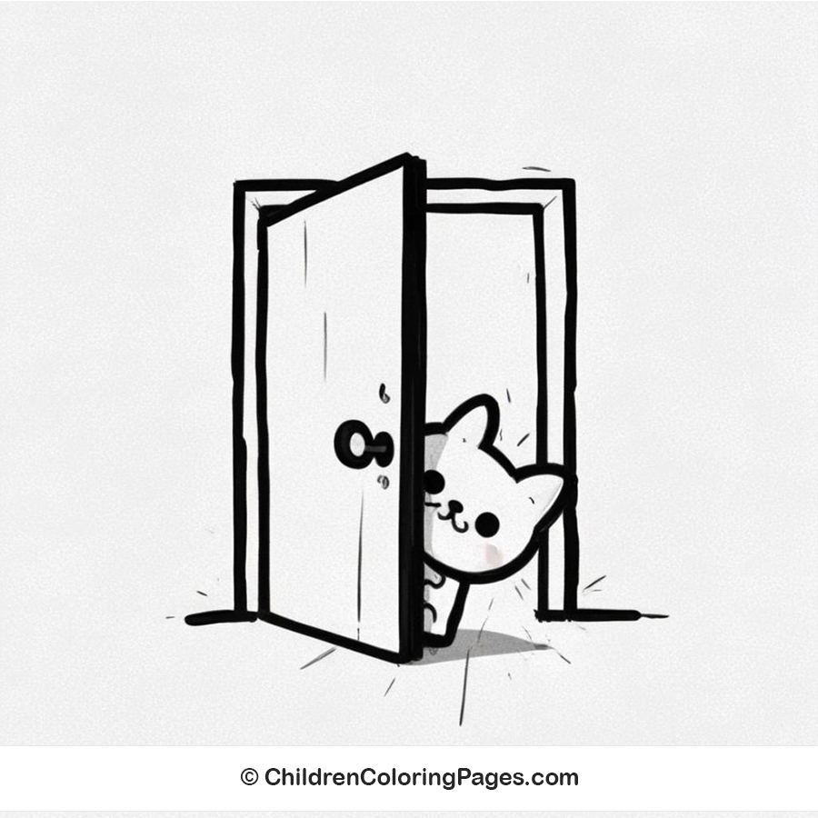 Cat Playing Hide And Seek Drawing