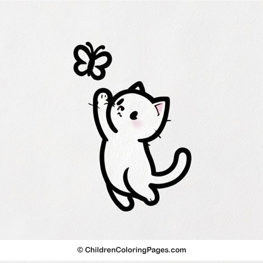 Cat With Butterfly Drawing