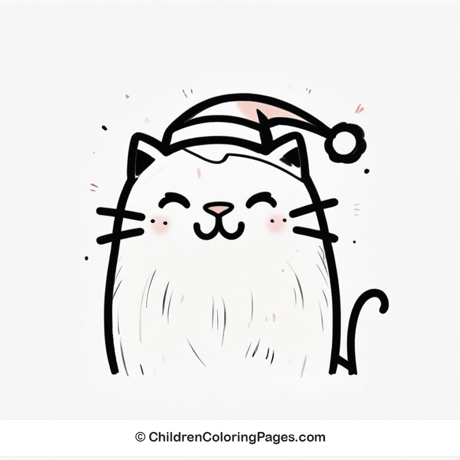 Cat With Santa Hat Drawing