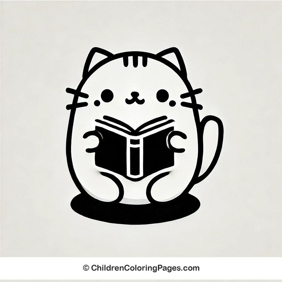 Cat With A Book Drawing