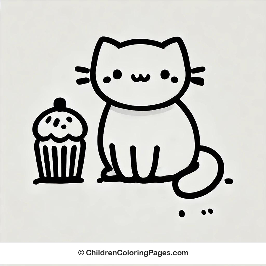 Cat With A Cupcake Drawing