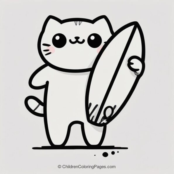 Cat With A Surfboard A4