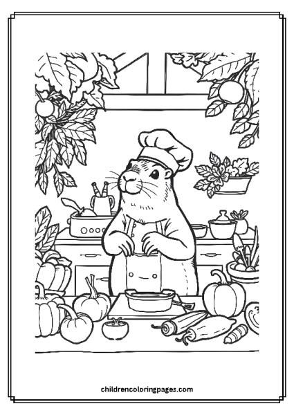 Chef Capybara In A Kitchen Free PDF Printable