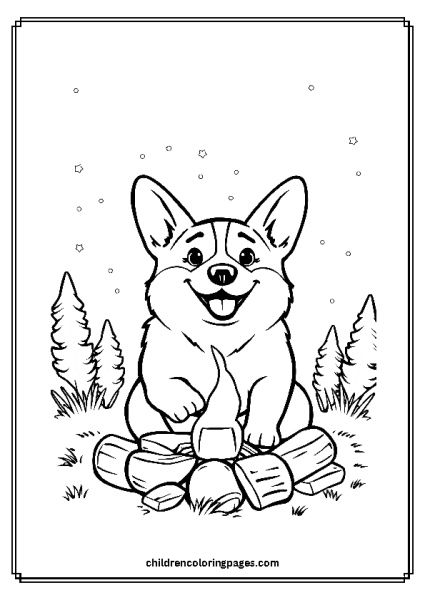 Corgi Camping Under The Stars Free PDF Printable