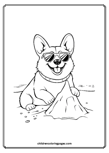 Corgi Having A Beach Day Free PDF Printable