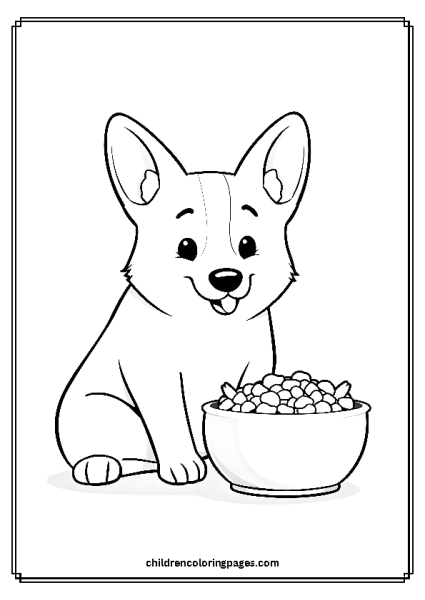 Corgi Looking At A Bowl Of Food Free PDF Printable