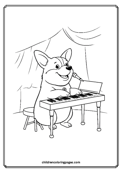 Corgi Playing Piano Free PDF Printable