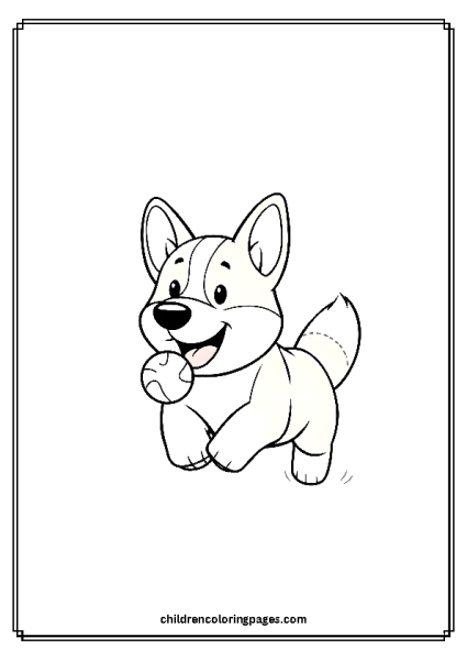 Corgi Playing With A Ball Free PDF Printable