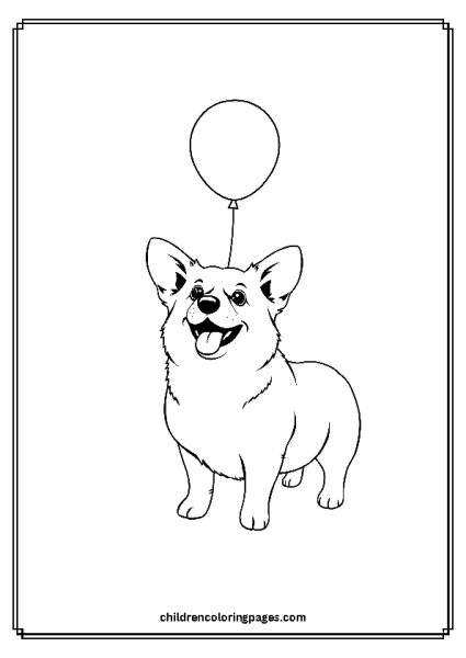 Corgi With A Balloon Free PDF Printable