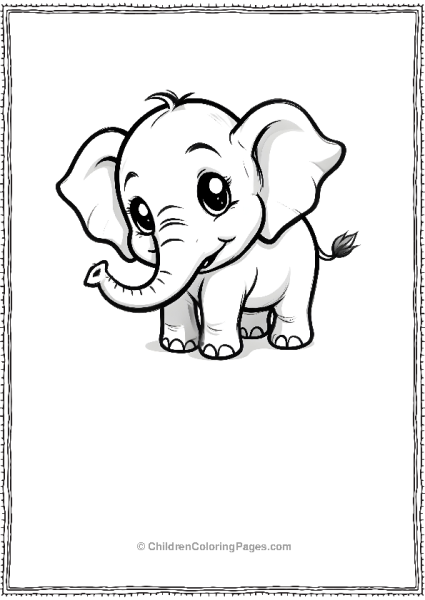 Cute Cartoon Elephant Scaled Free PDF Printable