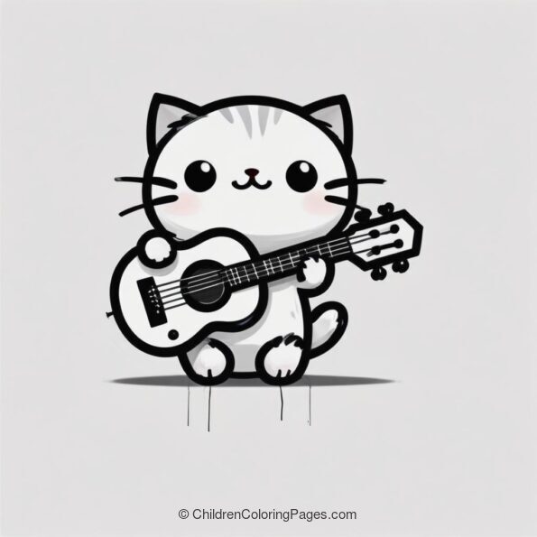 Cute Cat With A Guitar A4