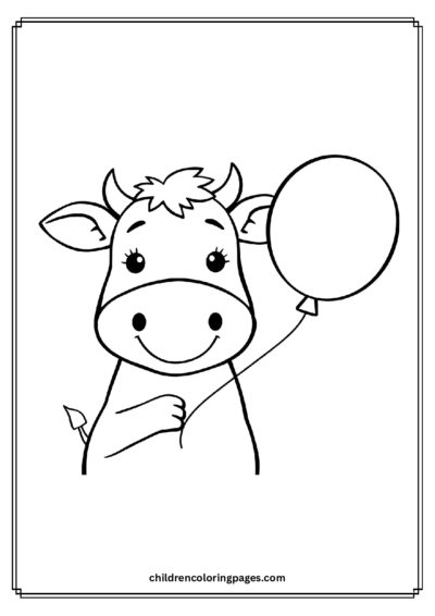 Cute Cow With A Balloon Free PDF Printable