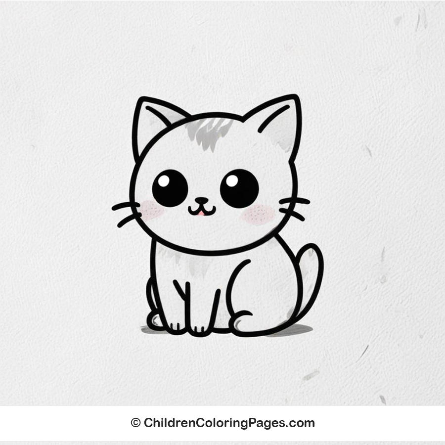 Cute Sitting Cat Drawing