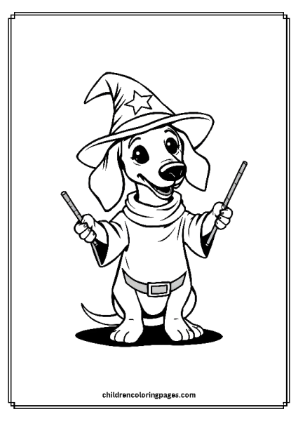 Dachshund As A Wizard Free PDF Printable