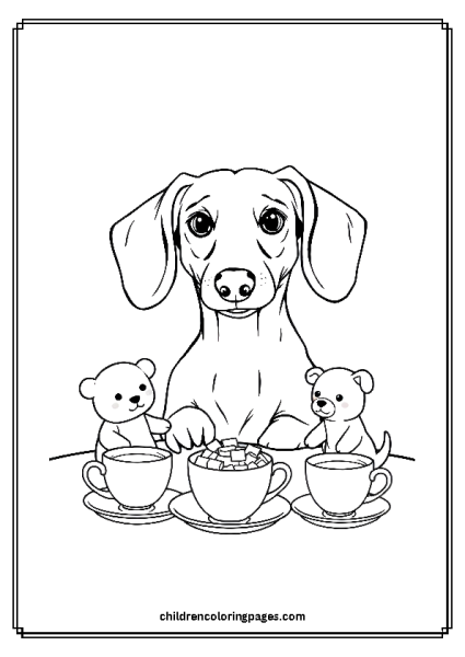 Dachshund At A Tea Party Free PDF Printable