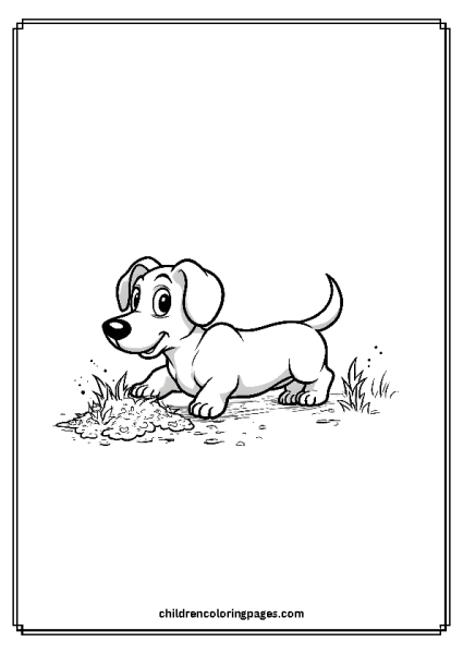 Dachshund Digging In The Ground Free PDF Printable