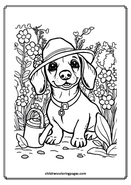 Dachshund Gardening Free PDF Printable