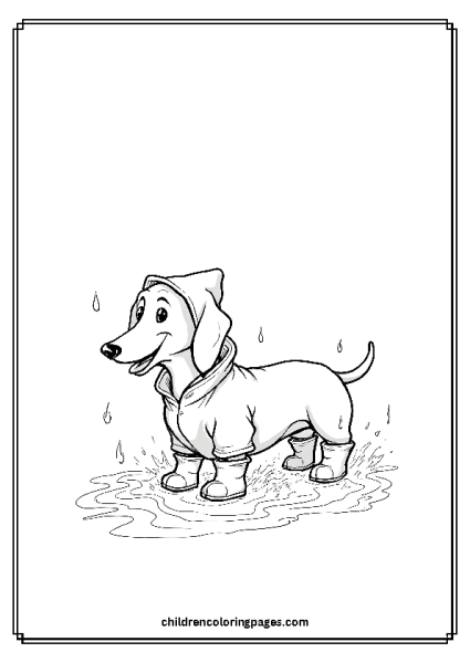 Dachshund In A Raincoat Free PDF Printable