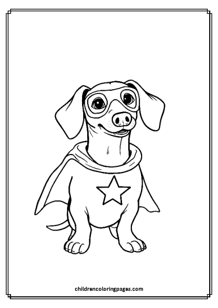 Dachshund In A Superhero Costume Free PDF Printable