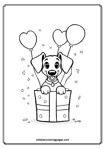 Dachshund Popping Out Of A Gift Box Free PDF Printable