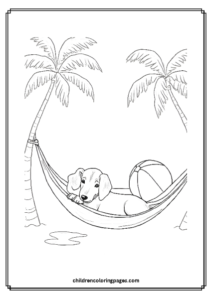 Dachshund Relaxing On A Hammock Free PDF Printable