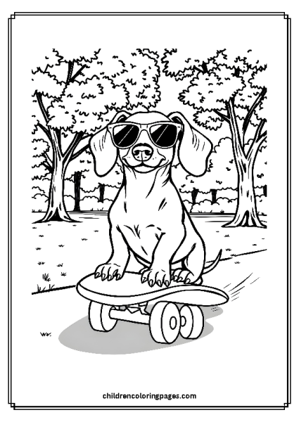 Dachshund Riding A Skateboard Free PDF Printable