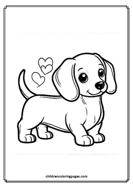 Dachshund With Hearts Free PDF Printable