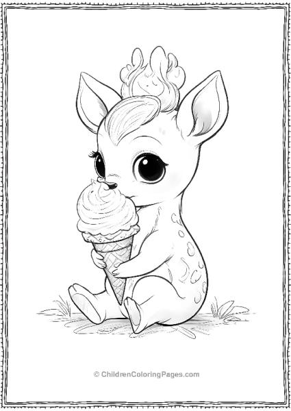 Deer Eating Ice Cream Scaled Free PDF Printable