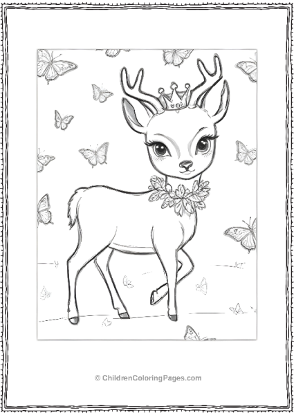 Deer With Butterflies Scaled Free PDF Printable