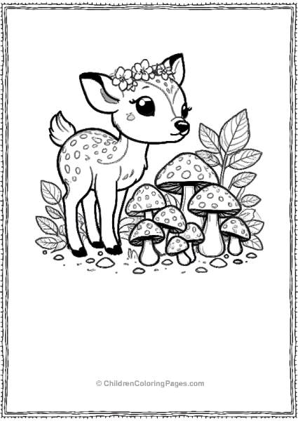 Deer With Mushrooms Scaled Free PDF Printable