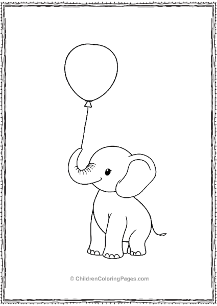 Elephant Holding A Balloon Scaled Free PDF Printable