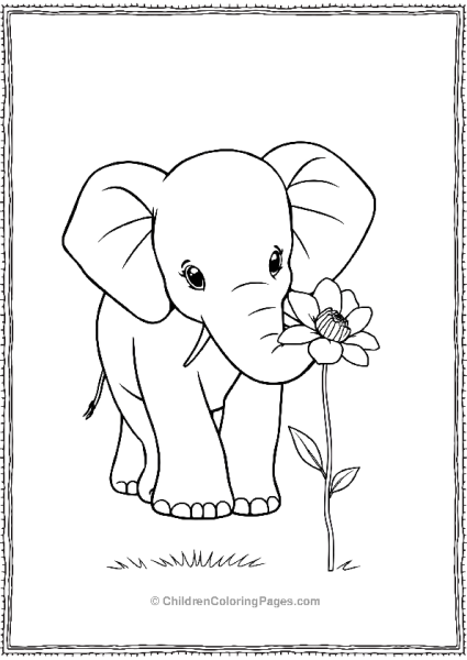 Elephant Holding A Flower Scaled Free PDF Printable