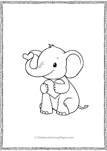 Elephant Hugging Heart Scaled Free PDF Printable