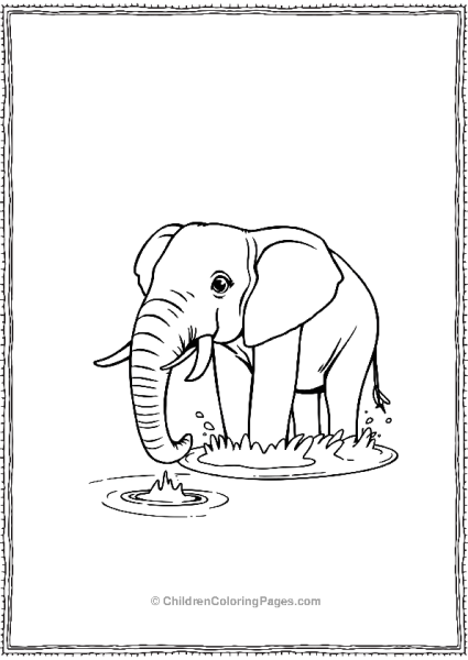 Elephant In A Lake Scaled Free PDF Printable