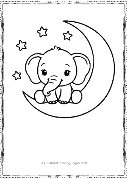 Elephant On A Moon Scaled Free PDF Printable