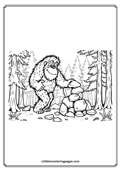 Playful Big Foot Building A Rock Cairn Free PDF Printable