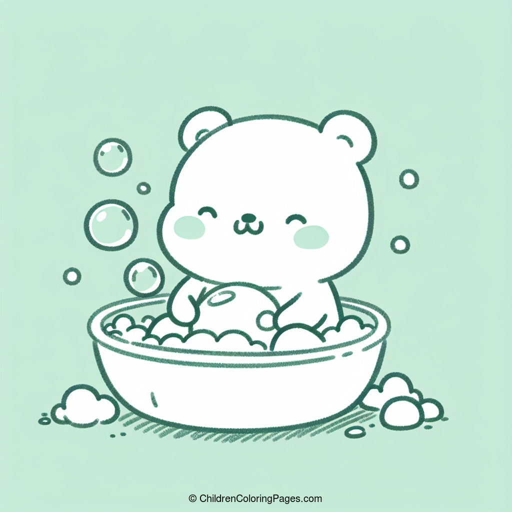 Bear In Bubble Bath Drawing