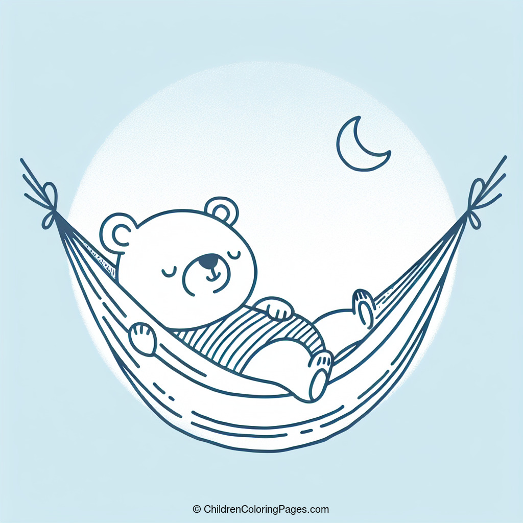 Bear In Hammock Drawing