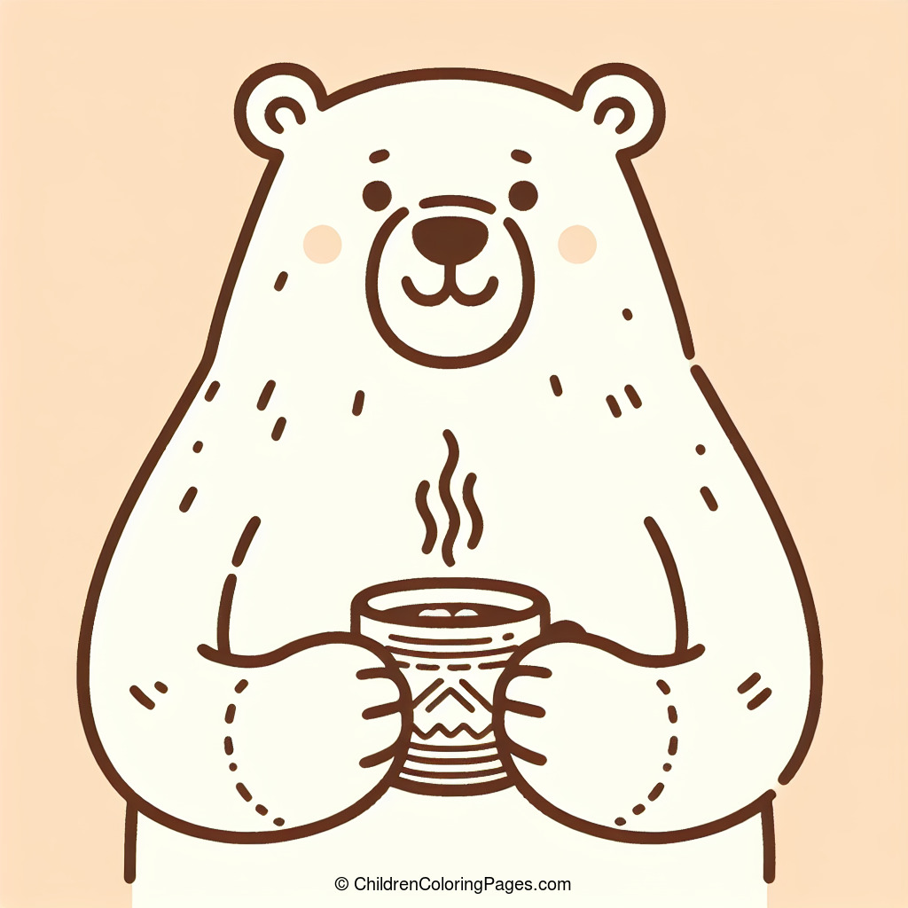 Bear With A Hot Cup Of Cocoa Drawing