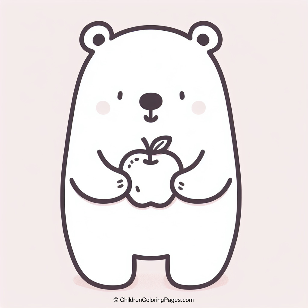 Bear With Apple Drawing 1