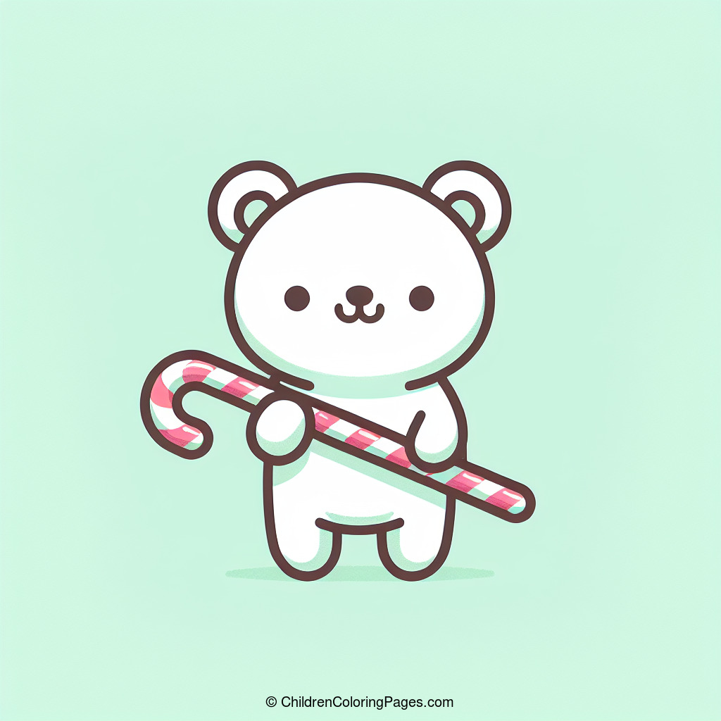 Bear With Candy Cane Drawing